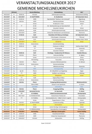 Veranstaltungskalender 2017